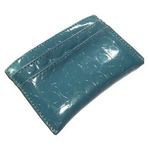 COACH deep teal C embossed patent leather case